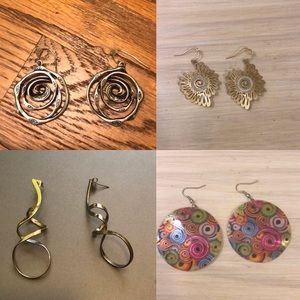 4 pairs of Swirly earrings
